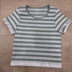 Urban Outfitters Out from Under green stripe ribbed crop short sleeve top - XS/S